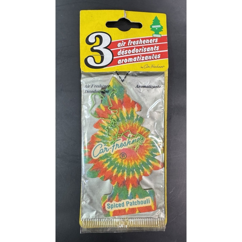 Vintage 1997 Little Trees Spiced Patchouli Tie Dye Air Fresheners 3 Pack NOS